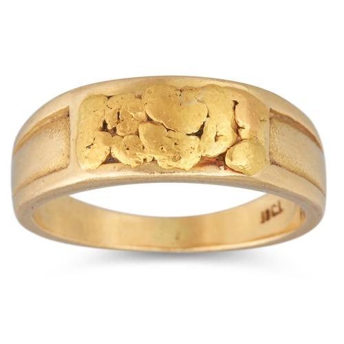 107 - A GOLD NUGGET RING, mounted in 18ct gold, 7.6 g. size N