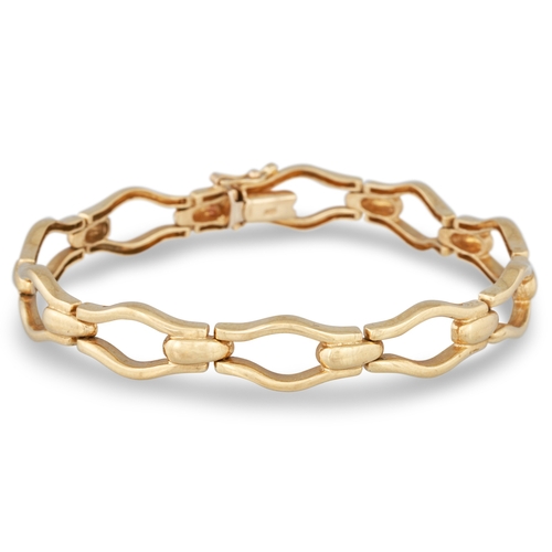 167 - A 9CT GOLD FANCY LINK BRACELET, 17.9 g.