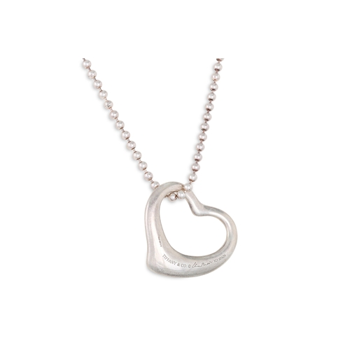 29 - A SILVER TIFFANY HEART PENDANT, by Elsa Peretti, on a silver chain