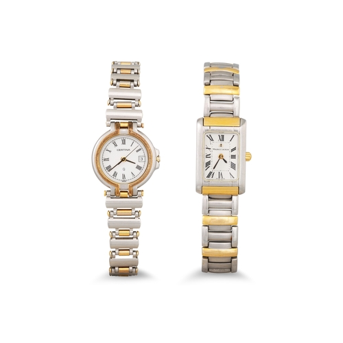 350 - A MAURICE LE CROIX LADY'S WRISTWATCH, white face with Roman numerals, together with a Certina wristw... 