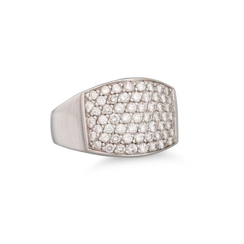 42 - A PAVÉ SET DIAMOND RING, mounted in white metal. Estimated: weight of diamonds: 1.50 ct. size P