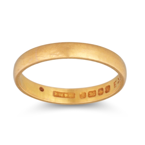 45 - A 22CT GOLD BAND RING, 3.1 g. size O