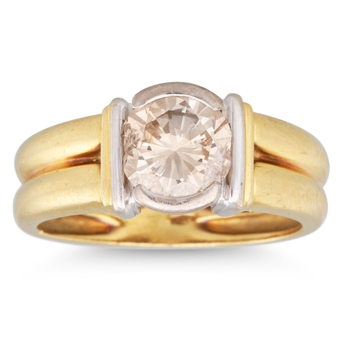 52 - A DIAMOND SOLITAIRE RING, the round brilliant cut diamond to an 18ct yellow gold shank, together wit... 