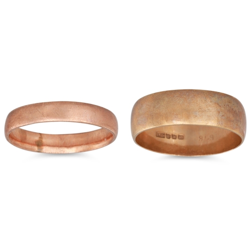 55 - TWO 9CT GOLD BAND RINGS, 8.3 g.