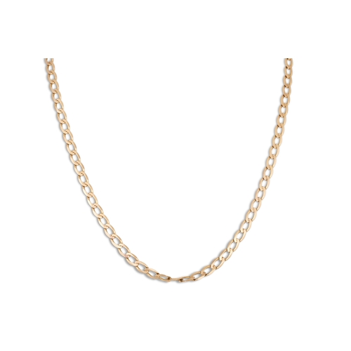 9 - A 9CT GOLD FLAT LINK NECK CHAIN, ca 21