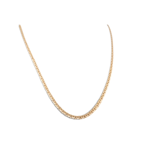 93 - AN 18CT GOLD FLAT LINK NECK CHAIN, 10.16 g.