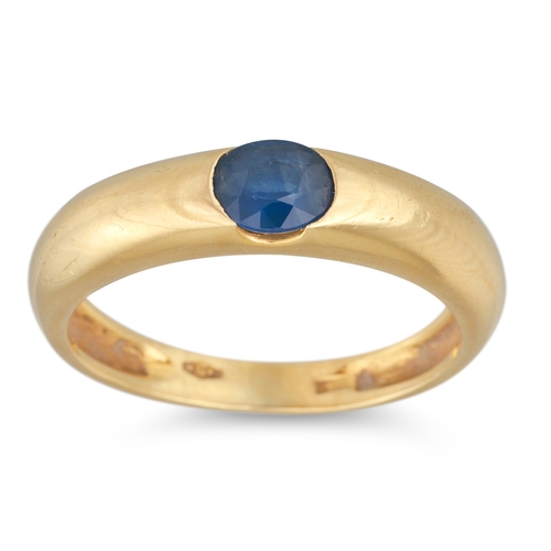 97 - A SAPPHIRE RING, mounted in 18ct gold. SIze: L