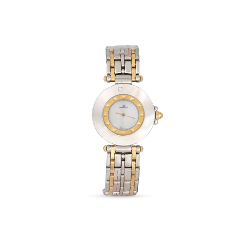 248 - A LADY'S JAEGER- LE COULTRE STAINLESS STEEL BI-METAL RENDEZ - VOUS WRIST WATCH, mother-of-pearl dial... 