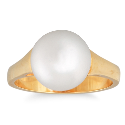 55 - A PEARL SET RING, mounted in 18ct gold, size M