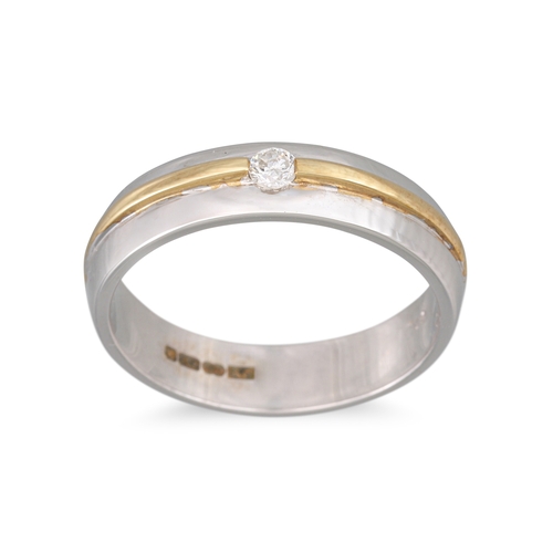 89 - A DIAMOND RING, mounted in two colour gold, size N