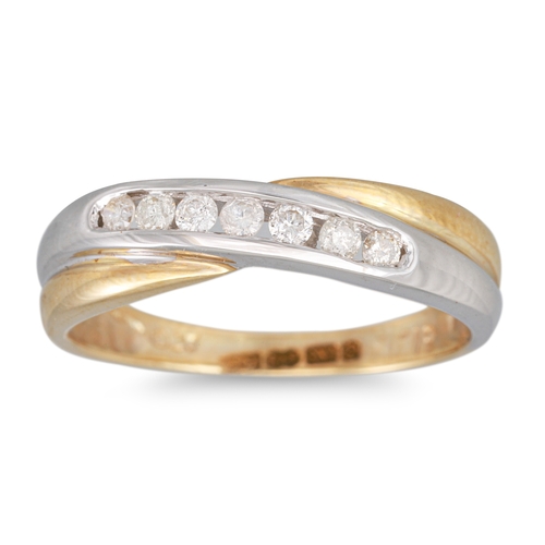 92 - A DIAMOND RING, the diamond set band in 9ct two colour gold, size L