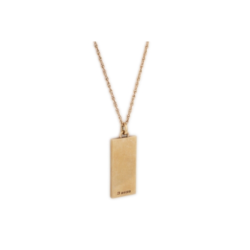 1 - A 9CT GOLD INGOT PENDANT, to a 9ct gold neck chain, 12.6 g.
