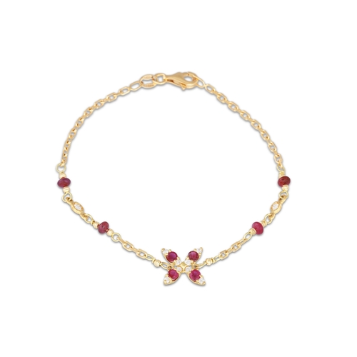 157 - A RUBY AND DIAMOND BRACELET, set with beaded and faceted stones, in 18ct yellow gold