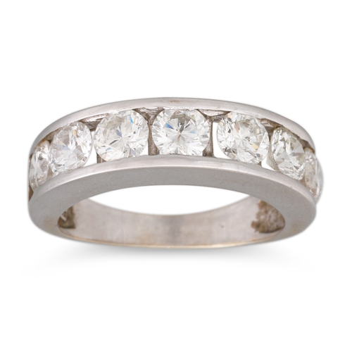 173 - A DIAMOND HALF ETERNITY RING, the round brilliant cut diamonds, channel set, mounted in 18ct white g... 