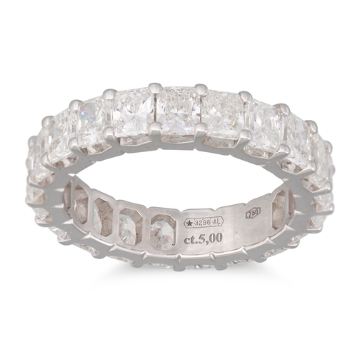 190 - A DIAMOND FULL ETERNITY BAND, the radiant cut diamonds mounted in 18ct white gold. Estimated: weight... 