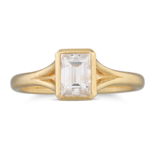 191 - AN EMERALD CUT DIAMOND SOLITAIRE RING, mounted in yellow gold. Estimated: weight of diamond: 0.81 ct... 