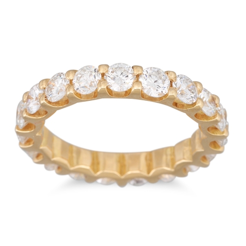 194 - A DIAMOND FULL BANDED ETERNITY RING, mounted in yellow gold. Estimated: weight of diamonds: 2.84 ct,... 