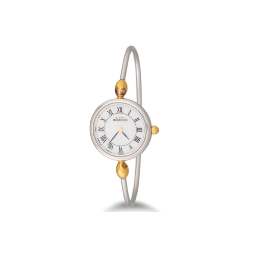 297 - A 9CT GOLD BANGLE, together with a modern bangle/ cuff and four lady's wristwatches