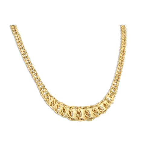 36 - A 9CT GOLD GRADUATED CURB LINK NECKLACE, 14 g.