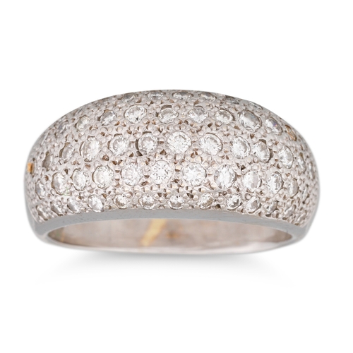 363 - A PAVÉ SET DIAMOND RING, the round brilliant cut diamonds mounted in 18ct white gold, size M