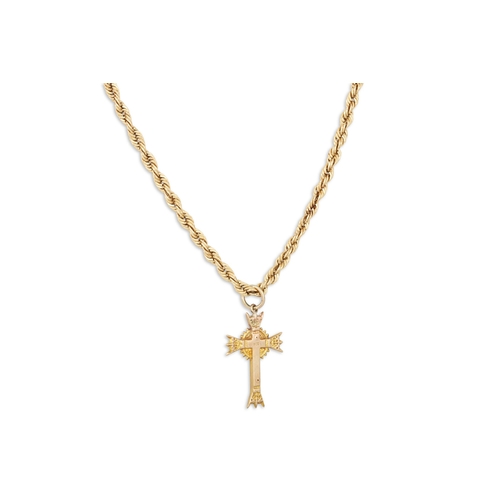 39 - A 9CT GOLD CROSS, together with a 14ct gold chain, 6.5 g.