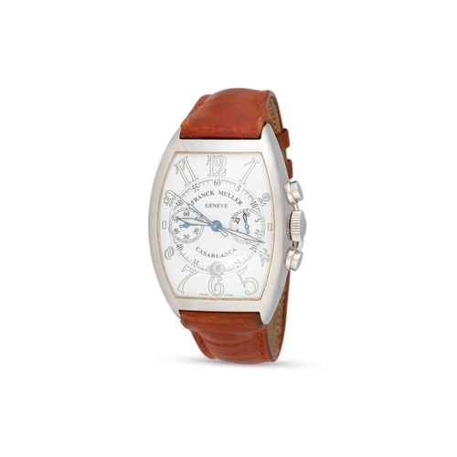 397 - A GENT'S FRANCK MULLER 'CASABLANCA' WRISTWATCH, chronograph, white dial with Arabic numbers, date, t... 