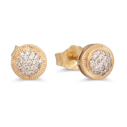 141 - A PAIR OF DIAMOND CLUSTER EARRINGS, pavé set in 9ct gold