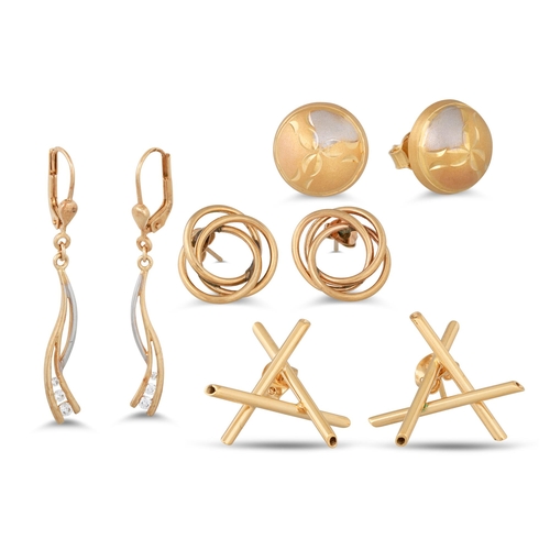 194 - FOUR PAIRS OF GOLD EARRINGS, 9 g.