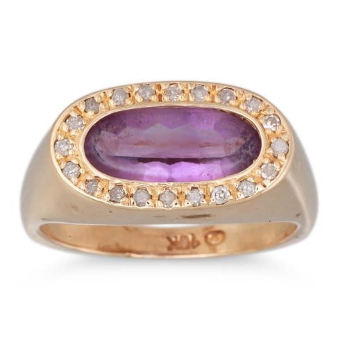 62 - AN AMETHYST AND DIAMOND CLUSTER RING, mounted in 10ct gold. Size: N - O