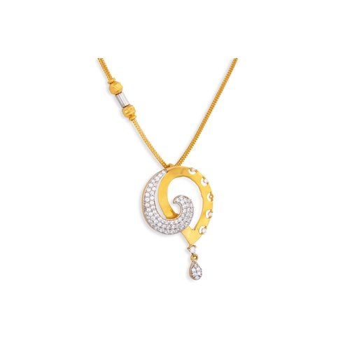 96 - A 22CT GOLD GEM SET BRACELET, together with a 22ct gold ring (size K) and necklace, 18.3 g.