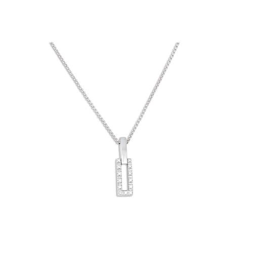 43 - A DIAMOND SET PENDANT, mounted in 18ct white gold, on a white gold chain