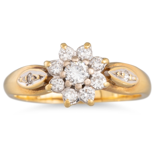 5 - A DIAMOND CLUSTER RING, mounted in 18ct yellow gold. Together with a Jewellers valuation and millenn... 