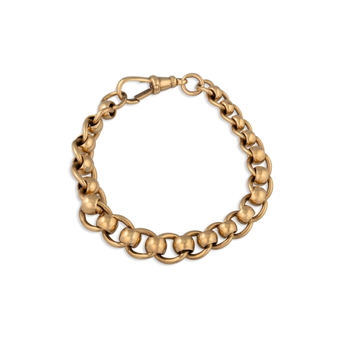 58 - A 9CT YELLOW GOLD ROLLER LINK BRACELET, 16.1 g.