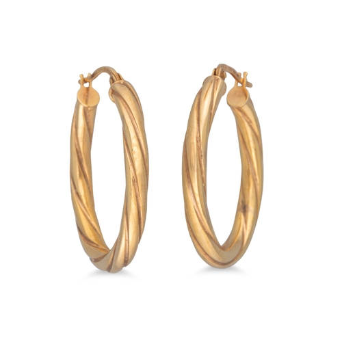 60 - A PAIR OF 9CT GOLD HOOP EARRINGS, 1.4 g.