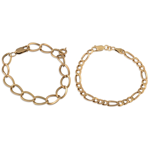 62 - A 14CT GOLD BRACELET, 3.3 g., together with a 9ct yellow gold bracelet 4.5 g.