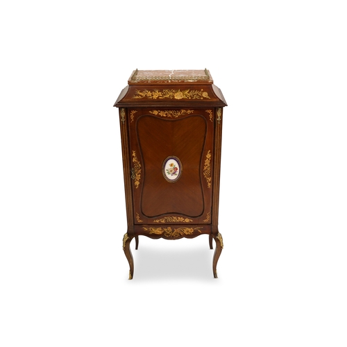 444 - 372 A TWENTIETH CENTURY LOUIS 15th STYLE SINGLE DOOR SIDE PIER CABINET, with maple top, ormolu galle... 