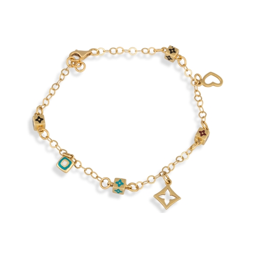 14 - AN 18CT GOLD BRACELET, together with a 14ct gold bracelet, charms attached, 12.4 g.