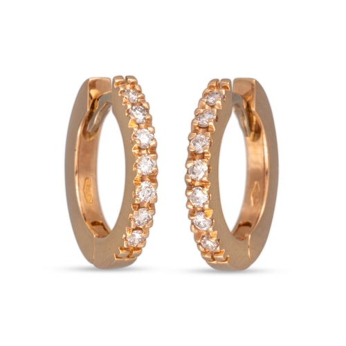 266 - A PAIR OF DIAMOND PAVÉ SET 'HUGGIE' EARRINGS, in 18ct rose gold. Estimated weight of diamonds: 0.14 ... 