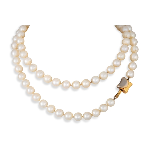 269 - A SET OF CULTURED PEARLS, to a 14ct gold clasp