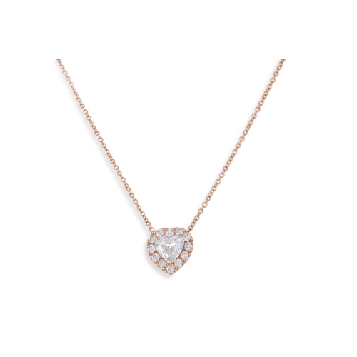 273 - A DIAMOND CLUSTER PENDANT, the heart shaped diamond to a brilliant cut diamond surround, mounted in ... 