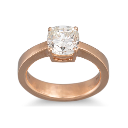 275 - A DIAMOND SOLITAIRE RING, the square cushion brilliant cut diamond mounted in 18ct yellow gold. Toge... 