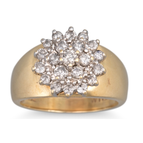 278 - A DIAMOND CLUSTER RING, mounted in 10ct yellow gold, size Q