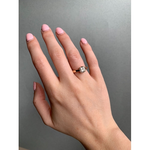 275 - A DIAMOND SOLITAIRE RING, the square cushion brilliant cut diamond mounted in 18ct yellow gold. Toge... 