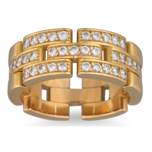 158 - A LADY'S CARTIER HALF DIAMOND RING, mounted in 18ct yellow gold, signed, size O, 11.8 g.