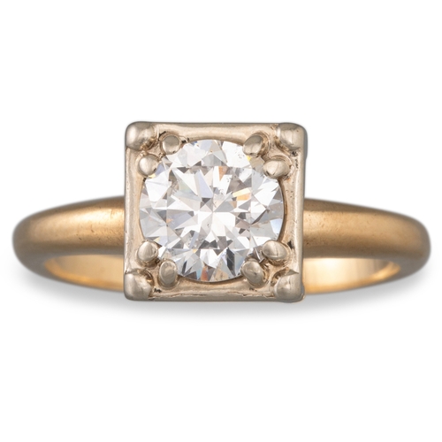 41 - A VINTAGE DIAMOND SOLITAIRE RING, mounted in 14ct gold. Estimated: weight of diamond: 0.90 ct, size ... 