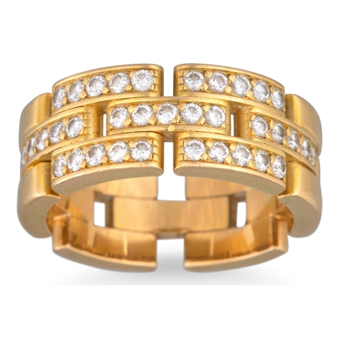 207 - A LADY'S CARTIER HALF DIAMOND RING, mounted in 18ct yellow gold, signed, size O, 11.8 g.