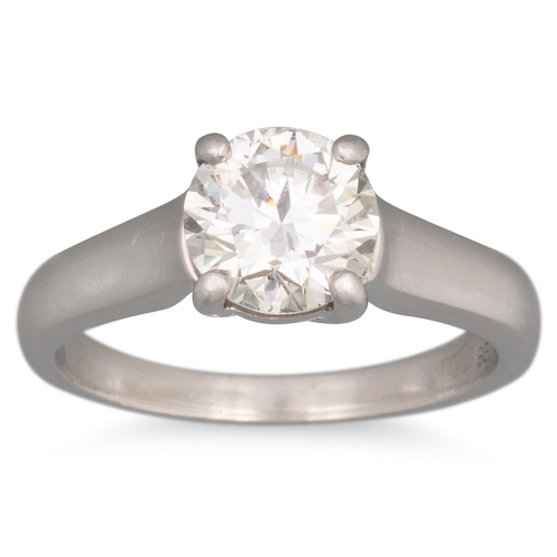 231 - A DIAMOND SOLITAIRE RING, the brilliant cut diamond on a platinum band. Together with a GIA Cert. st... 