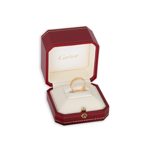 271 - A CARTIER 'LOVE' RING, in 18ct gold, # serial HJ0498, stamped Cartier & 750 for 18ct yellow gold, bo... 