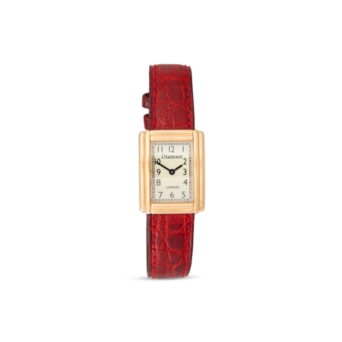 359 - AN 18CT GOLD LADY'S DIANOOR WRISTWATCH, cream face with Arabic numerals, 18ct buckle, original red l... 