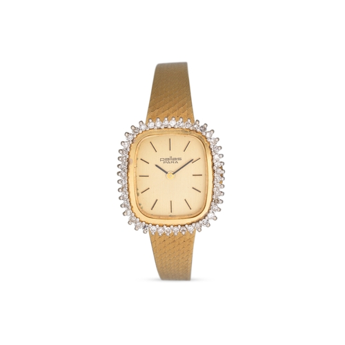 360 - A VINTAGE LADY'S DIAMOND AND GOLD WRISTWATCH, stamped 14ct gold